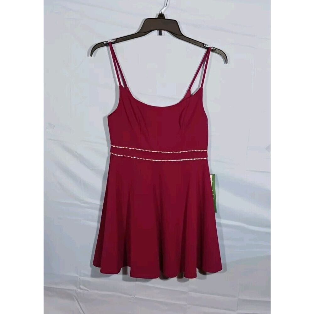 B. Smart Juniors Size 9 Magenta Spaghetti Strap Rhinestones Dress Pink NWT *FLAW